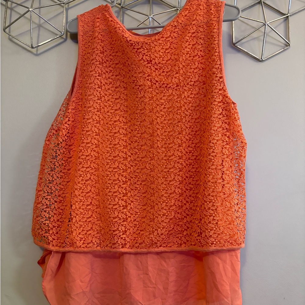 Orange Lace Sleeveless Top